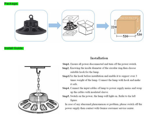 Commercial  3030 100w UFO Led Highbay Light 60 Degree 90 Degree