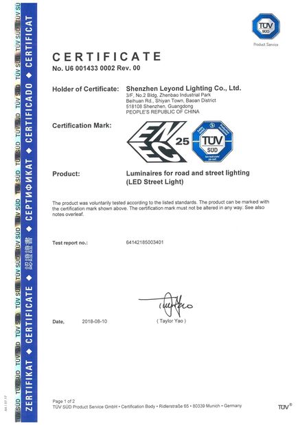 China Shenzhen Leyond Lighting Co.,Ltd. Certification